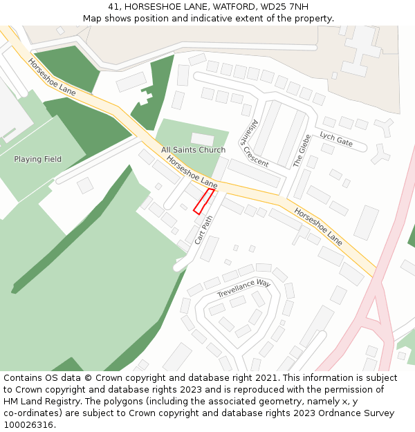 41, HORSESHOE LANE, WATFORD, WD25 7NH: Location map and indicative extent of plot