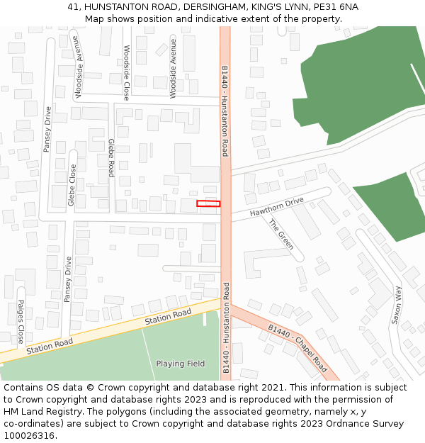 41, HUNSTANTON ROAD, DERSINGHAM, KING'S LYNN, PE31 6NA: Location map and indicative extent of plot