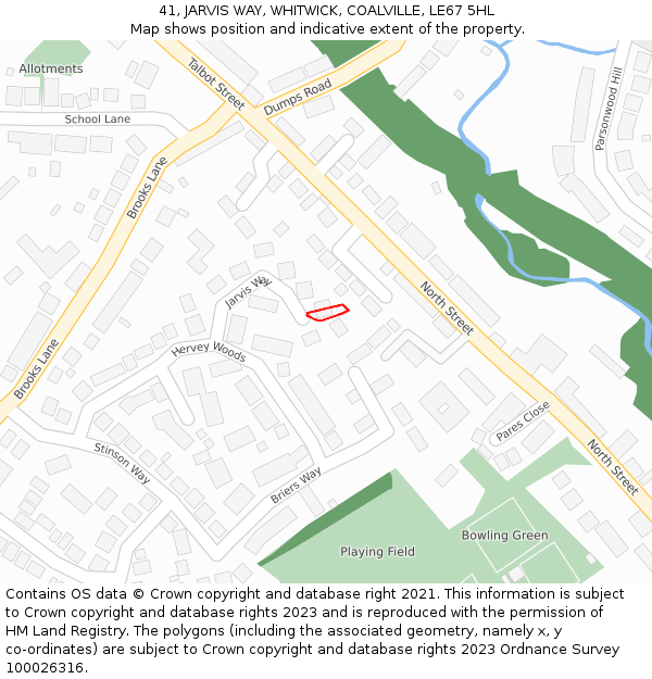 41, JARVIS WAY, WHITWICK, COALVILLE, LE67 5HL: Location map and indicative extent of plot
