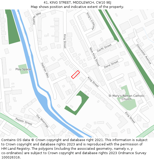 41, KING STREET, MIDDLEWICH, CW10 9EJ: Location map and indicative extent of plot