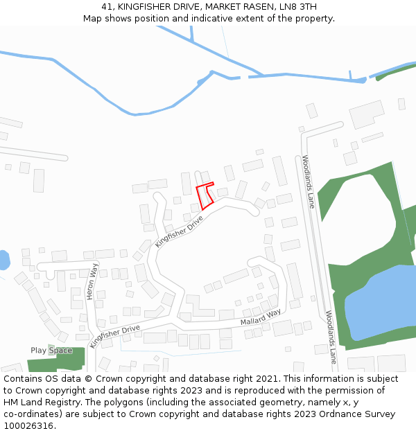 41, KINGFISHER DRIVE, MARKET RASEN, LN8 3TH: Location map and indicative extent of plot