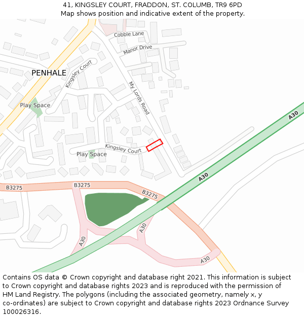 41, KINGSLEY COURT, FRADDON, ST. COLUMB, TR9 6PD: Location map and indicative extent of plot