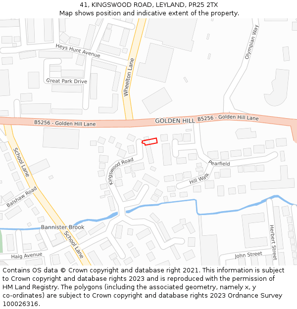 41, KINGSWOOD ROAD, LEYLAND, PR25 2TX: Location map and indicative extent of plot