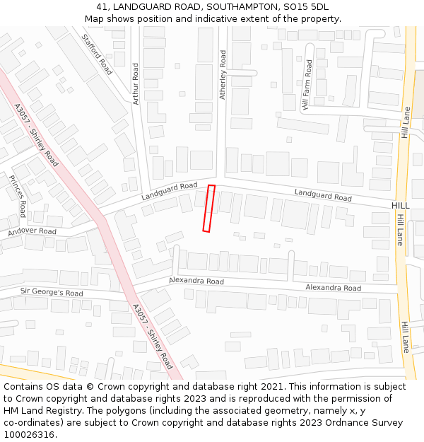 41, LANDGUARD ROAD, SOUTHAMPTON, SO15 5DL: Location map and indicative extent of plot