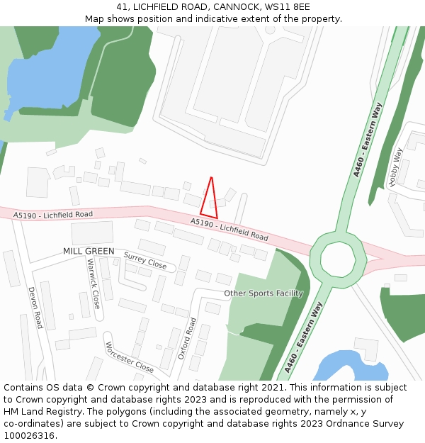 41, LICHFIELD ROAD, CANNOCK, WS11 8EE: Location map and indicative extent of plot