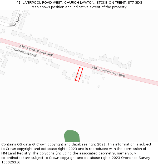 41, LIVERPOOL ROAD WEST, CHURCH LAWTON, STOKE-ON-TRENT, ST7 3DG: Location map and indicative extent of plot