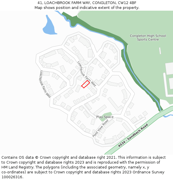 41, LOACHBROOK FARM WAY, CONGLETON, CW12 4BF: Location map and indicative extent of plot