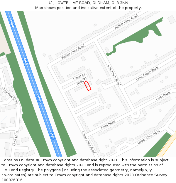 41, LOWER LIME ROAD, OLDHAM, OL8 3NN: Location map and indicative extent of plot