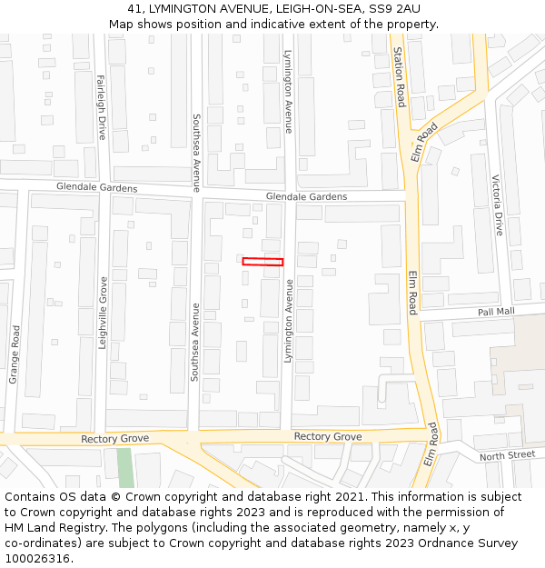 41, LYMINGTON AVENUE, LEIGH-ON-SEA, SS9 2AU: Location map and indicative extent of plot