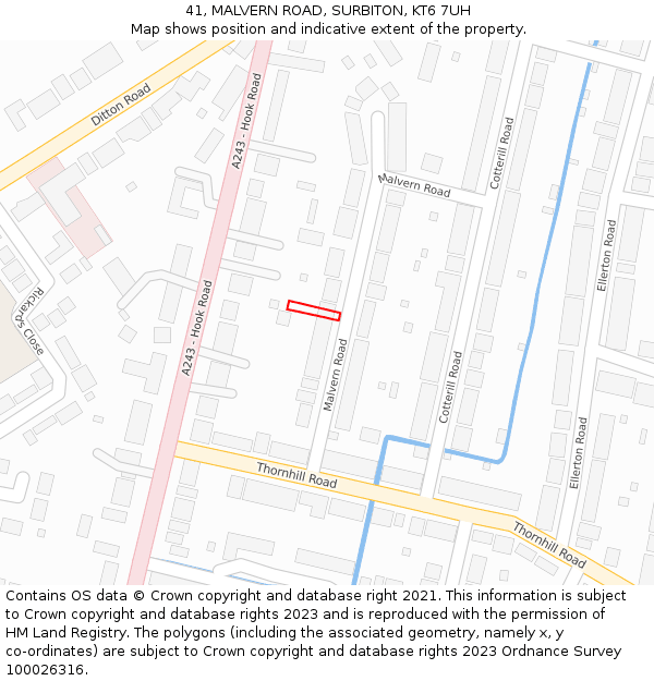 41, MALVERN ROAD, SURBITON, KT6 7UH: Location map and indicative extent of plot