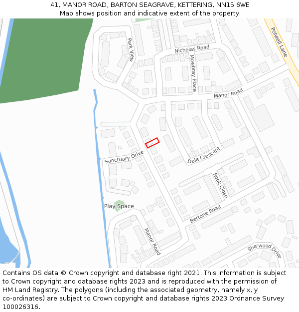 41, MANOR ROAD, BARTON SEAGRAVE, KETTERING, NN15 6WE: Location map and indicative extent of plot