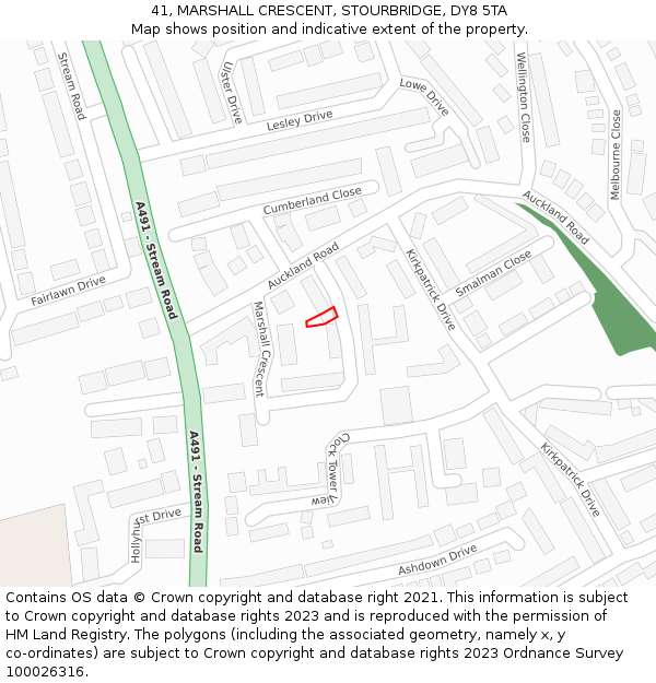 41, MARSHALL CRESCENT, STOURBRIDGE, DY8 5TA: Location map and indicative extent of plot