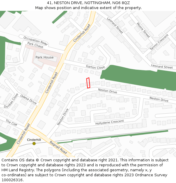 41, NESTON DRIVE, NOTTINGHAM, NG6 8QZ: Location map and indicative extent of plot