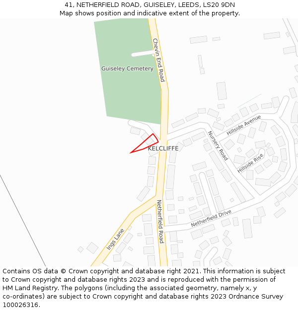 41, NETHERFIELD ROAD, GUISELEY, LEEDS, LS20 9DN: Location map and indicative extent of plot