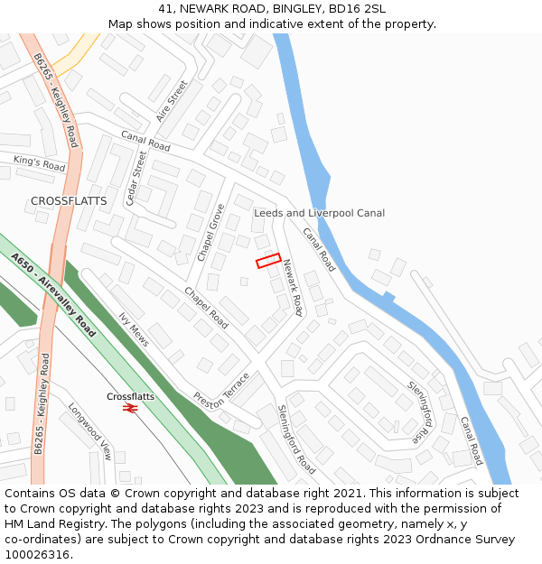 41, NEWARK ROAD, BINGLEY, BD16 2SL: Location map and indicative extent of plot