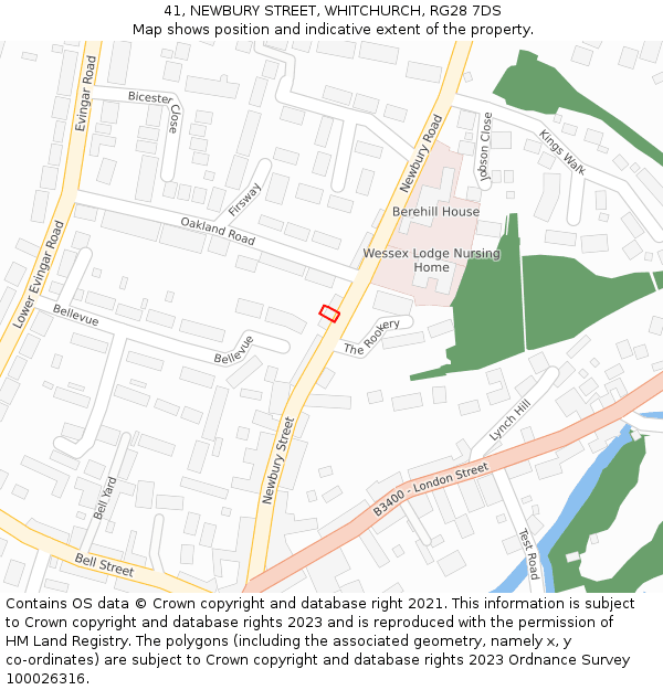 41, NEWBURY STREET, WHITCHURCH, RG28 7DS: Location map and indicative extent of plot