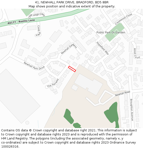 41, NEWHALL PARK DRIVE, BRADFORD, BD5 8BR: Location map and indicative extent of plot