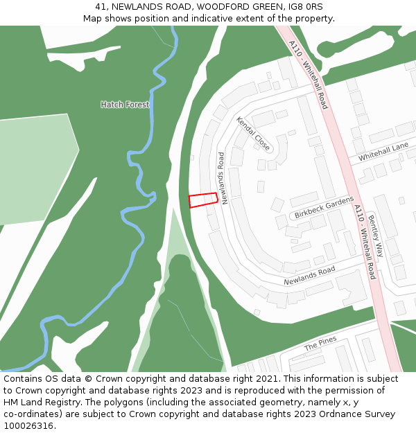 41, NEWLANDS ROAD, WOODFORD GREEN, IG8 0RS: Location map and indicative extent of plot