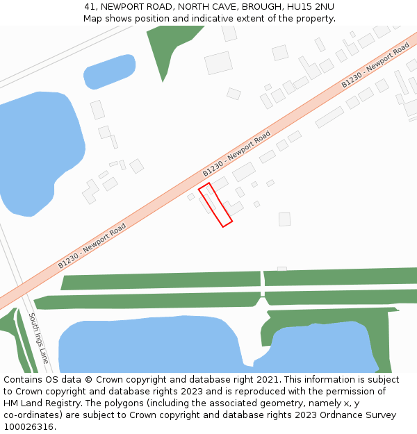 41, NEWPORT ROAD, NORTH CAVE, BROUGH, HU15 2NU: Location map and indicative extent of plot