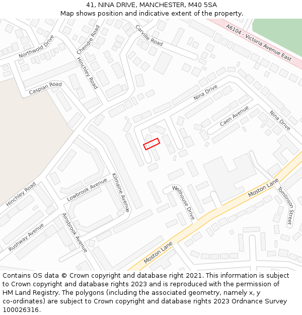 41, NINA DRIVE, MANCHESTER, M40 5SA: Location map and indicative extent of plot