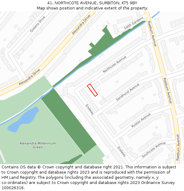 41, NORTHCOTE AVENUE, SURBITON, KT5 9BY: Location map and indicative extent of plot