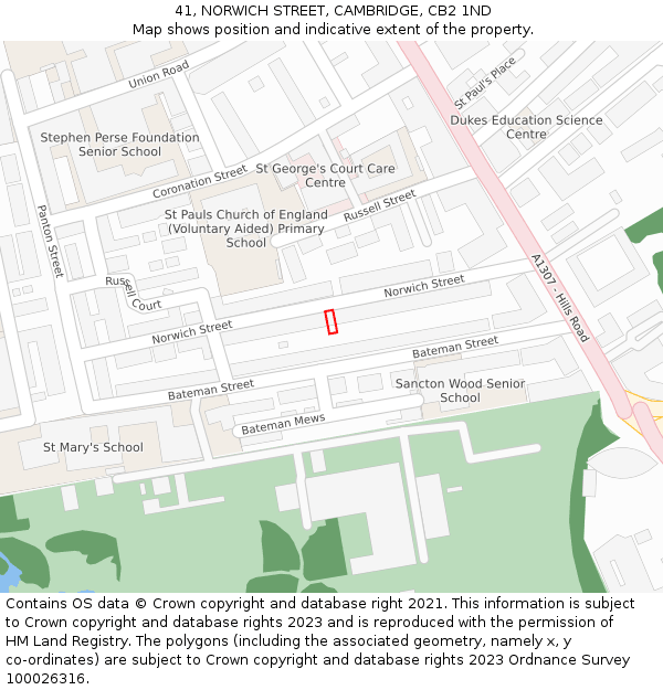 41, NORWICH STREET, CAMBRIDGE, CB2 1ND: Location map and indicative extent of plot