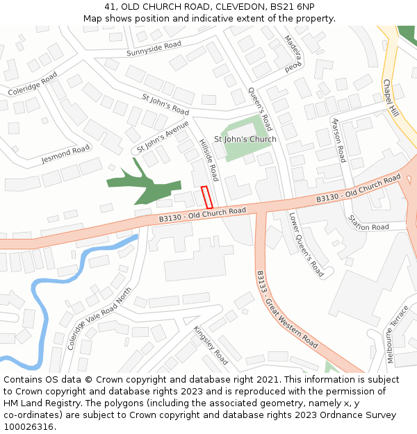 41, OLD CHURCH ROAD, CLEVEDON, BS21 6NP: Location map and indicative extent of plot