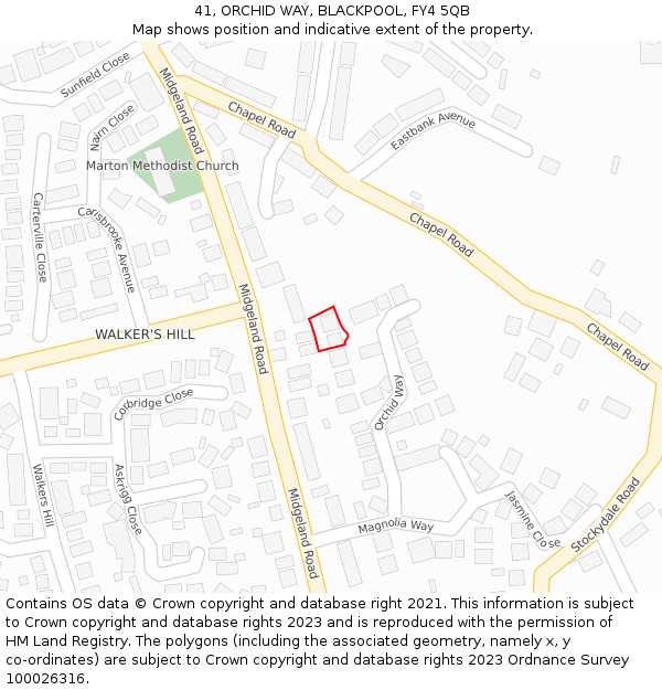 41, ORCHID WAY, BLACKPOOL, FY4 5QB: Location map and indicative extent of plot