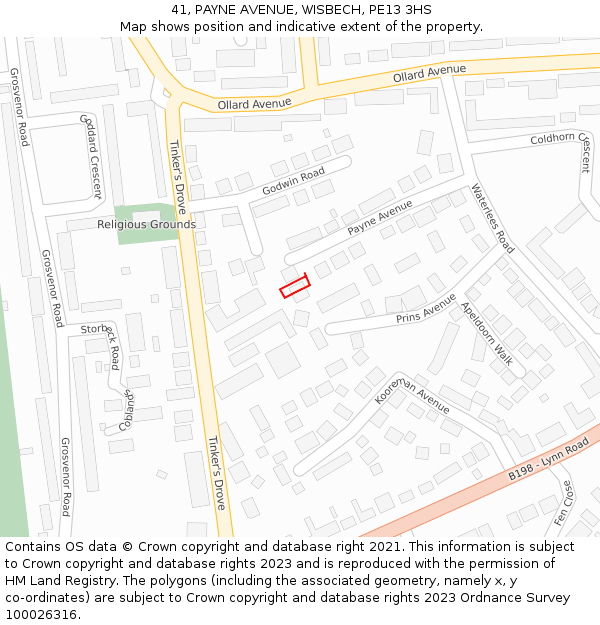 41, PAYNE AVENUE, WISBECH, PE13 3HS: Location map and indicative extent of plot