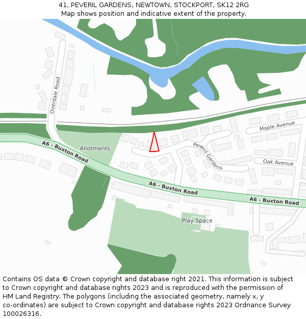 41, PEVERIL GARDENS, NEWTOWN, STOCKPORT, SK12 2RG: Location map and indicative extent of plot