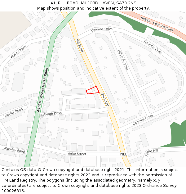 41, PILL ROAD, MILFORD HAVEN, SA73 2NS: Location map and indicative extent of plot