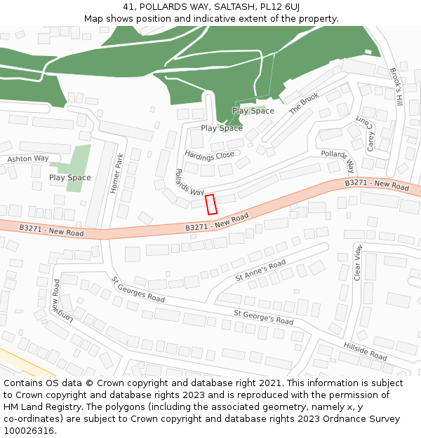 41, POLLARDS WAY, SALTASH, PL12 6UJ: Location map and indicative extent of plot