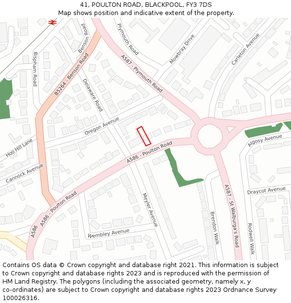 41, POULTON ROAD, BLACKPOOL, FY3 7DS: Location map and indicative extent of plot