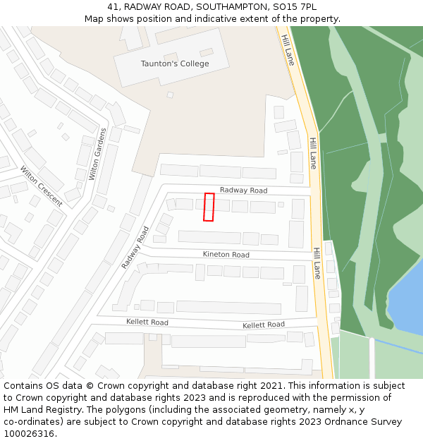 41, RADWAY ROAD, SOUTHAMPTON, SO15 7PL: Location map and indicative extent of plot