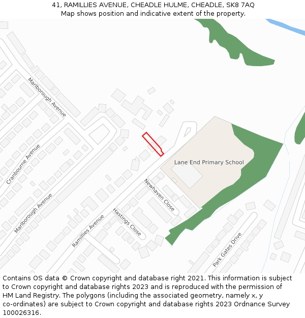 41, RAMILLIES AVENUE, CHEADLE HULME, CHEADLE, SK8 7AQ: Location map and indicative extent of plot