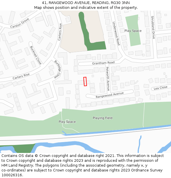 41, RANGEWOOD AVENUE, READING, RG30 3NN: Location map and indicative extent of plot