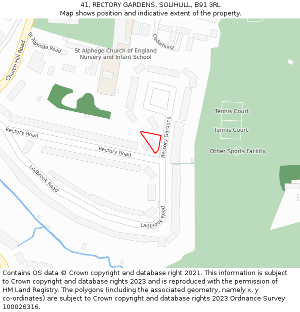 41, RECTORY GARDENS, SOLIHULL, B91 3RL: Location map and indicative extent of plot