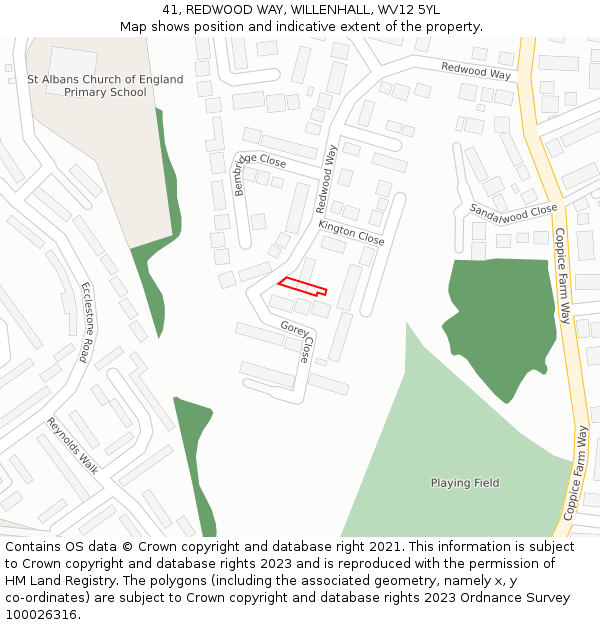 41, REDWOOD WAY, WILLENHALL, WV12 5YL: Location map and indicative extent of plot