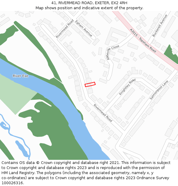 41, RIVERMEAD ROAD, EXETER, EX2 4RH: Location map and indicative extent of plot