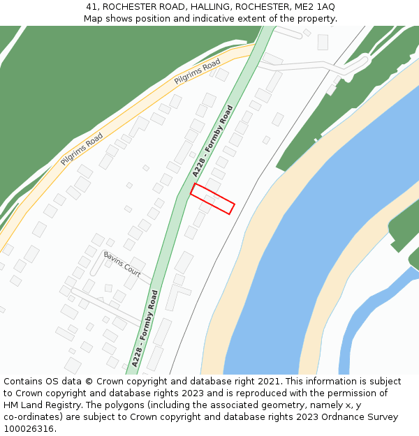 41, ROCHESTER ROAD, HALLING, ROCHESTER, ME2 1AQ: Location map and indicative extent of plot