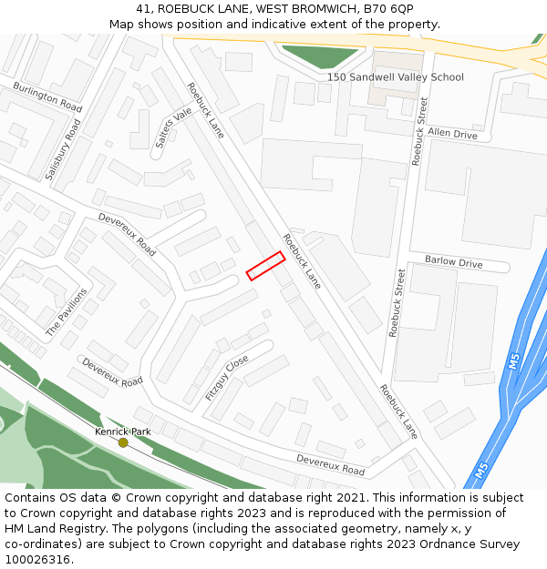 41, ROEBUCK LANE, WEST BROMWICH, B70 6QP: Location map and indicative extent of plot