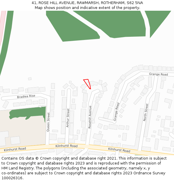 41, ROSE HILL AVENUE, RAWMARSH, ROTHERHAM, S62 5NA: Location map and indicative extent of plot