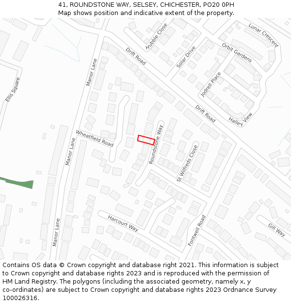 41, ROUNDSTONE WAY, SELSEY, CHICHESTER, PO20 0PH: Location map and indicative extent of plot