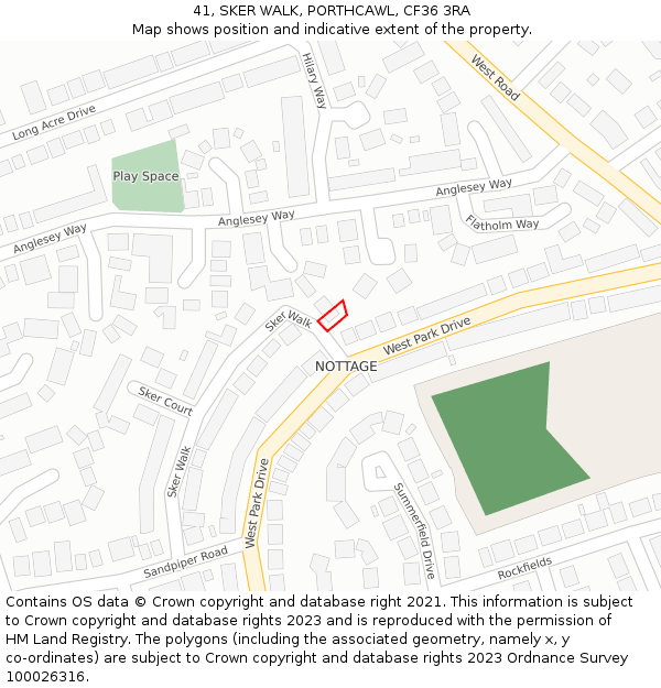 41, SKER WALK, PORTHCAWL, CF36 3RA: Location map and indicative extent of plot