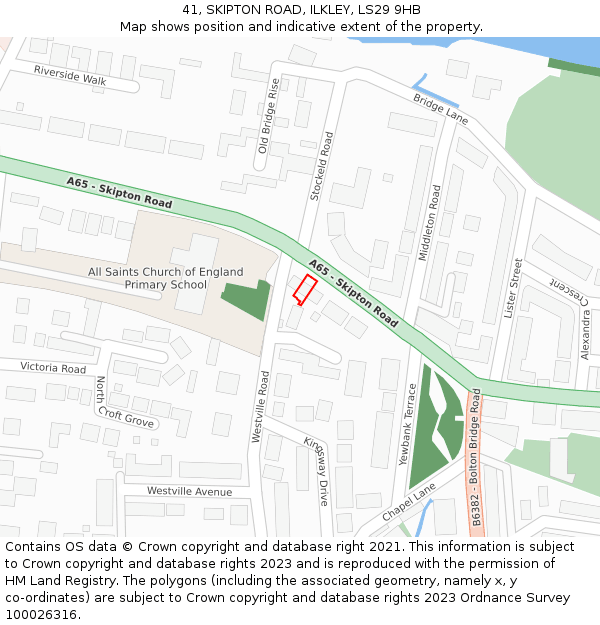 41, SKIPTON ROAD, ILKLEY, LS29 9HB: Location map and indicative extent of plot