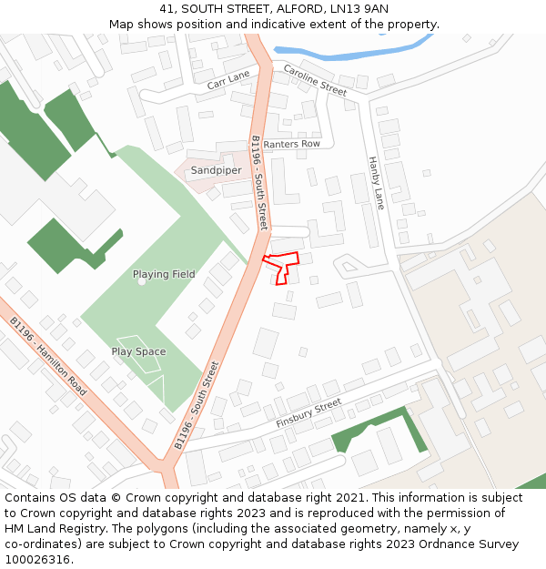 41, SOUTH STREET, ALFORD, LN13 9AN: Location map and indicative extent of plot