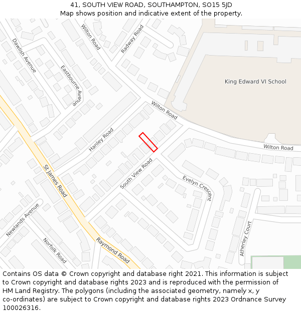 41, SOUTH VIEW ROAD, SOUTHAMPTON, SO15 5JD: Location map and indicative extent of plot