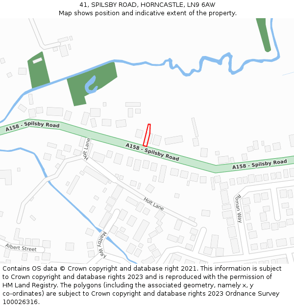 41, SPILSBY ROAD, HORNCASTLE, LN9 6AW: Location map and indicative extent of plot