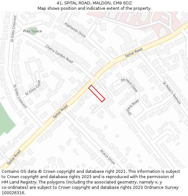41, SPITAL ROAD, MALDON, CM9 6DZ: Location map and indicative extent of plot