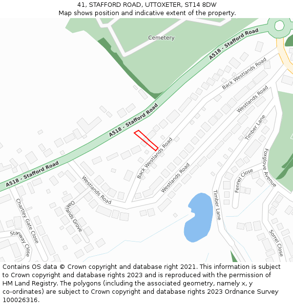 41, STAFFORD ROAD, UTTOXETER, ST14 8DW: Location map and indicative extent of plot